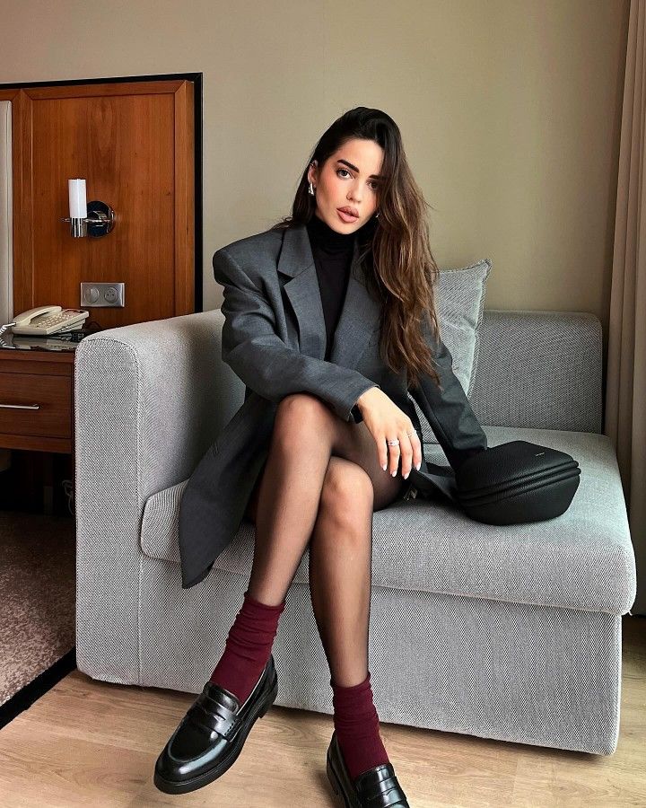 20 Loafer Outfits That Are Perfect for Autumn (You Won't Believe How Chic #12 Looks!) - Effortless Elegance: Knitwear and Midi Skirt 1
