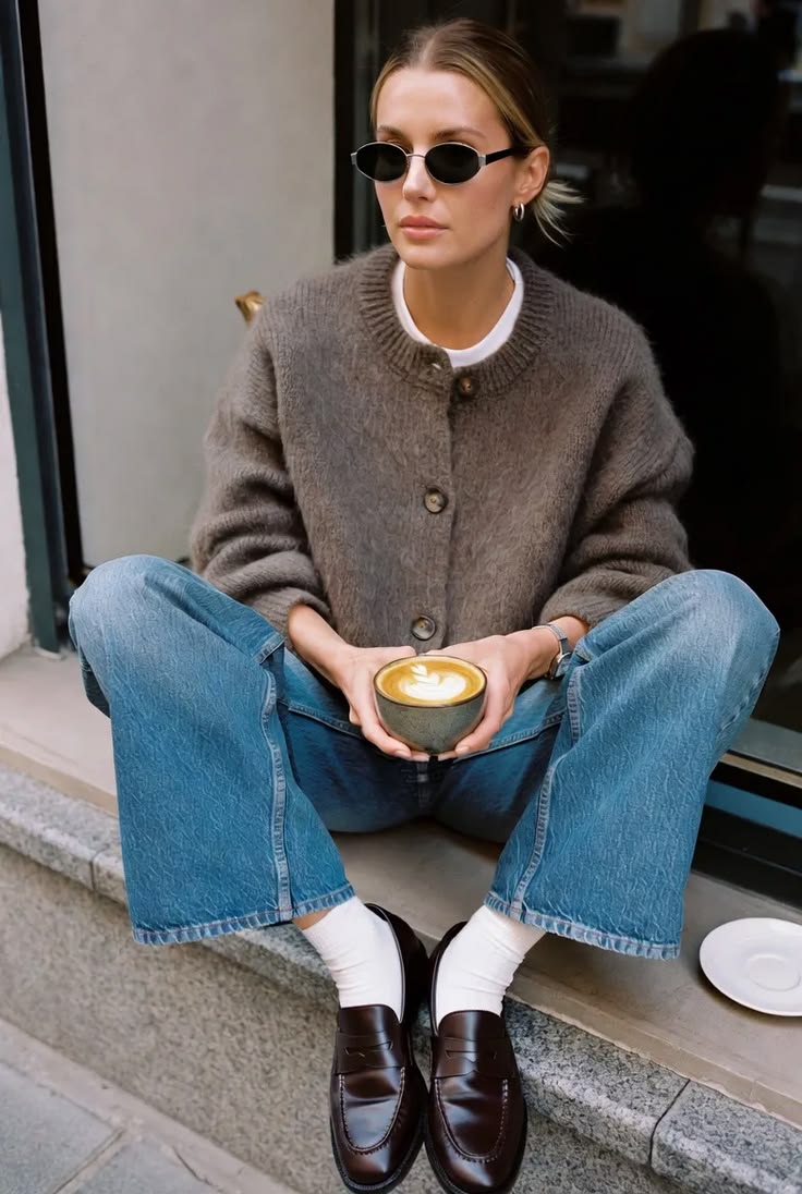 20 Loafer Outfits That Are Perfect for Autumn (You Won't Believe How Chic #12 Looks!) - Street Style: Oversized Jacket with Loafers 1
