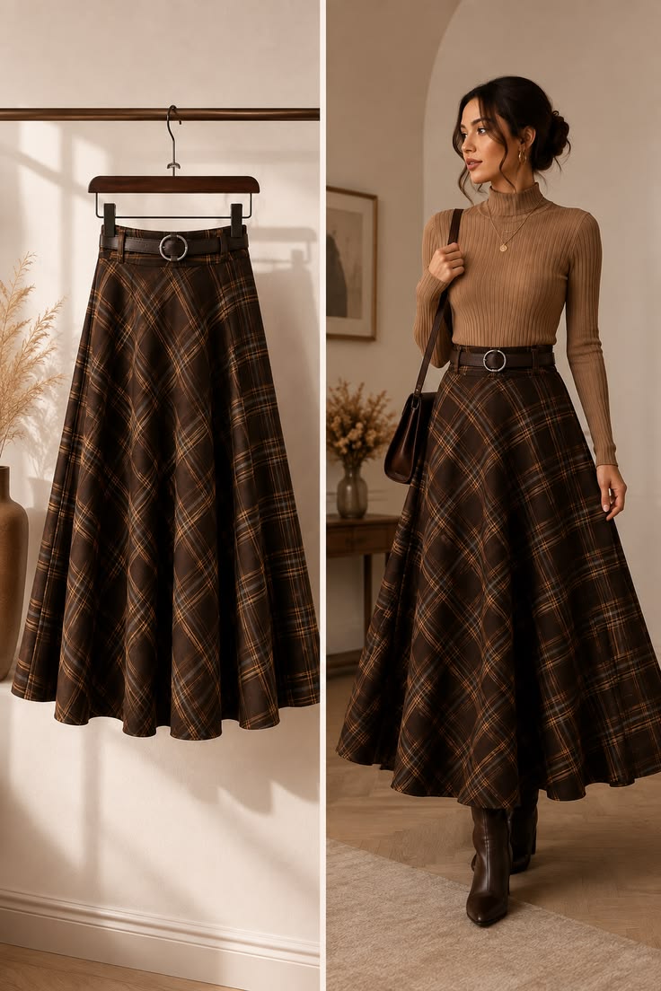 20 Must-Have Fall Skirts That Will Make You the Trendsetter (Don’t Miss #8!) - 4. Plaid A-line Skirt 1