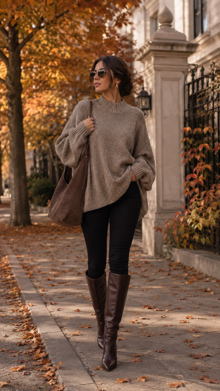 20 Stunning Fall Outfits with Boots (Layering Tips Included!) - Casual Layers with Cardigans 1