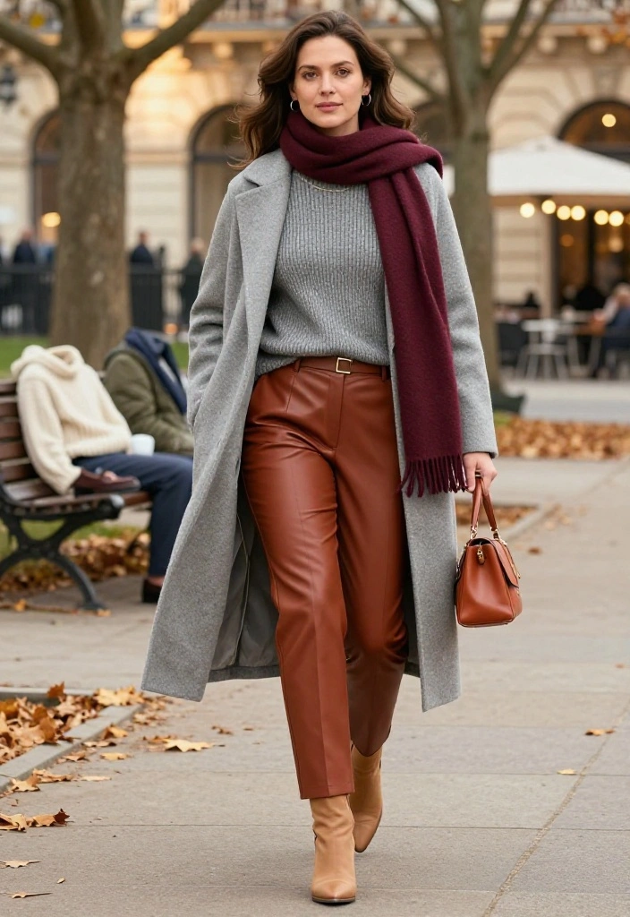 20 Chic Autumn Outfits for Women That Make Getting Dressed Effortless (You’ll Want to Copy #7!) - 16. Head-to-Toe Gray with One Warm Accent 1