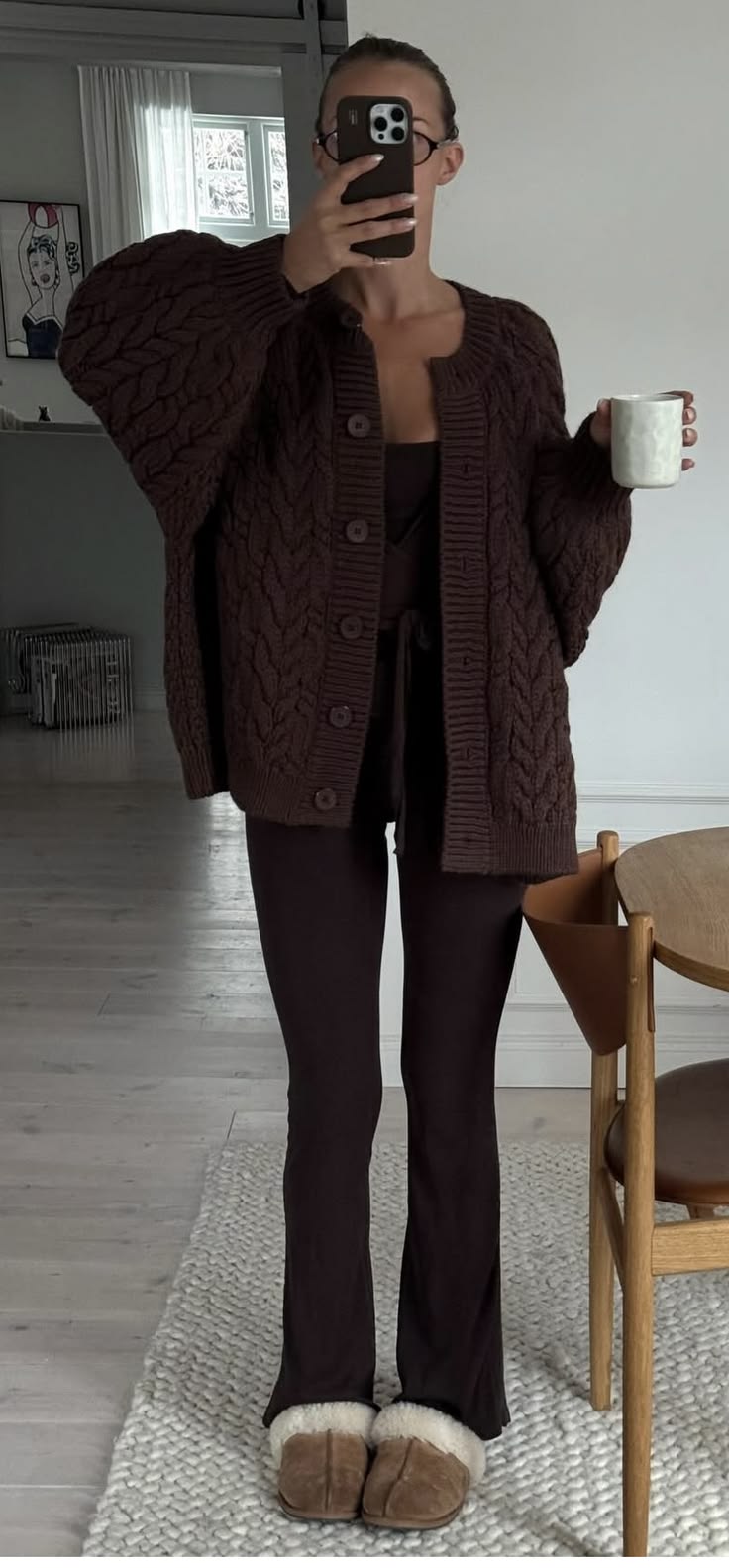 20 Cozy Fall Outfits That Make Staying Home Feel Like a Luxury - 14. Gray Sweatshirt with Soft Plaid Pajama Pants 1
