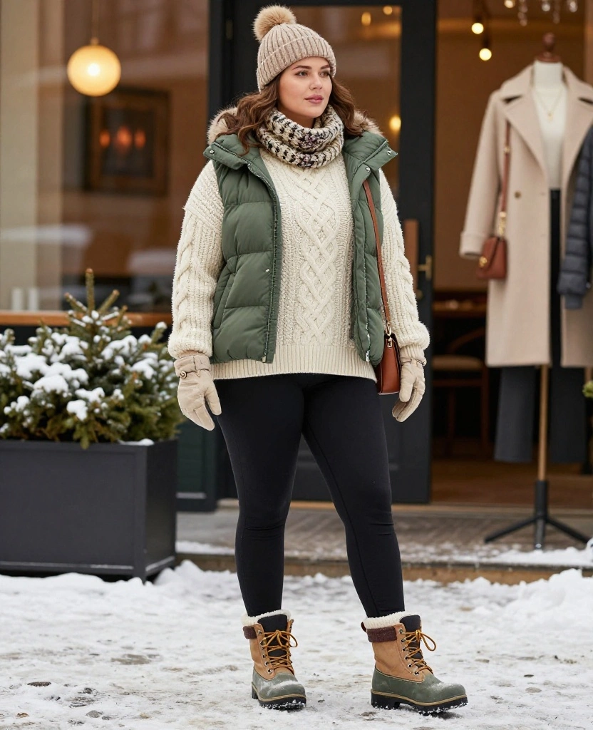 20 Curvy Winter Outfits That Prove Cold Weather Style Can Be Cozy and Glamorous - 18. Après-Ski Style Without the Ski Trip 1