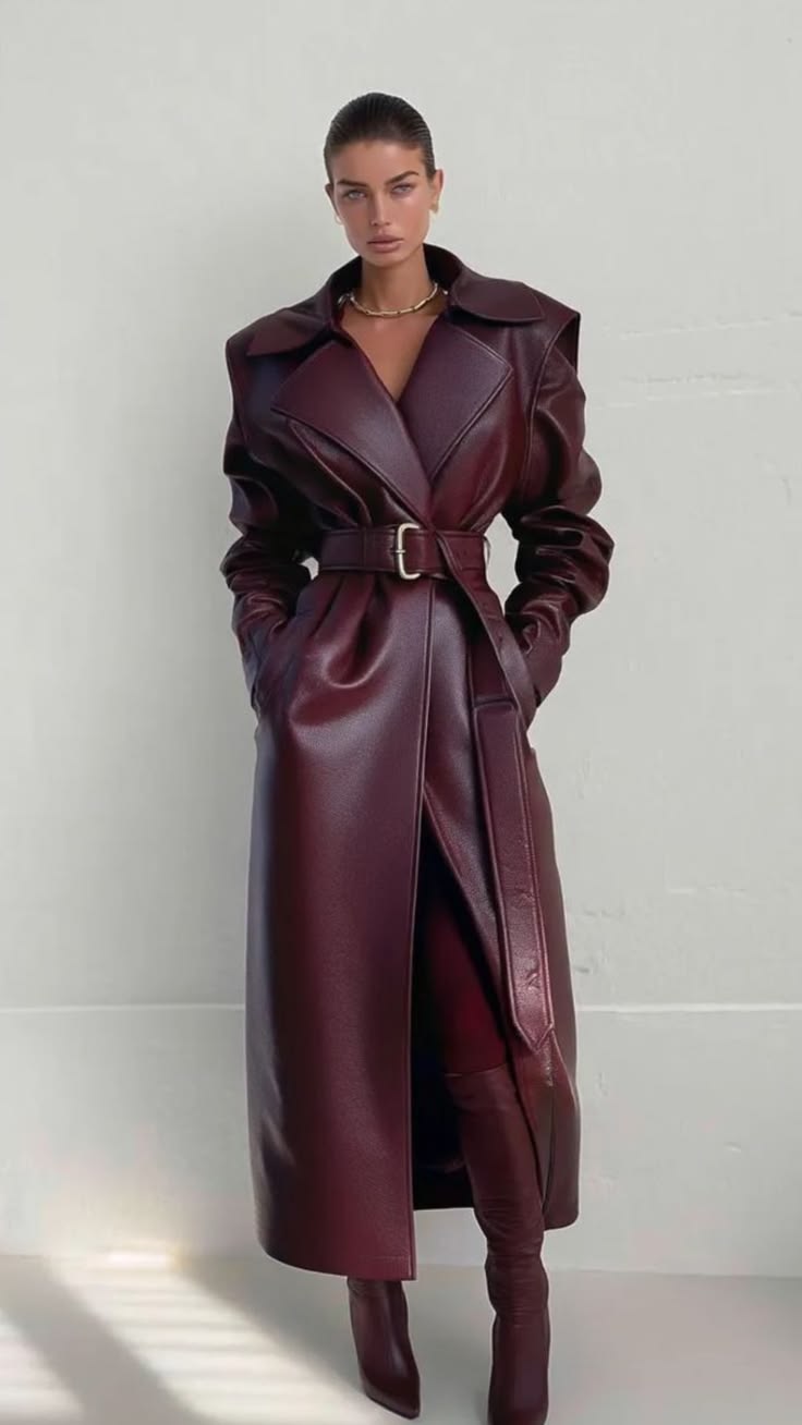 20 Designer Coats That Will Make Your Winter Wardrobe Look Instantly More Luxurious - 4. Burgundy Leather for a Little Midnight Drama 1