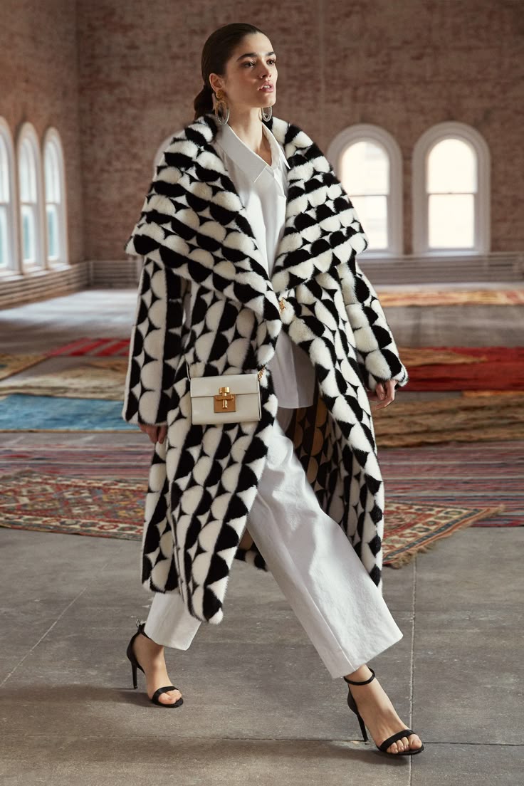 20 Designer Coats That Will Make Your Winter Wardrobe Look Instantly More Luxurious - 6. Black and White Faux Fur With Graphic Energy 1