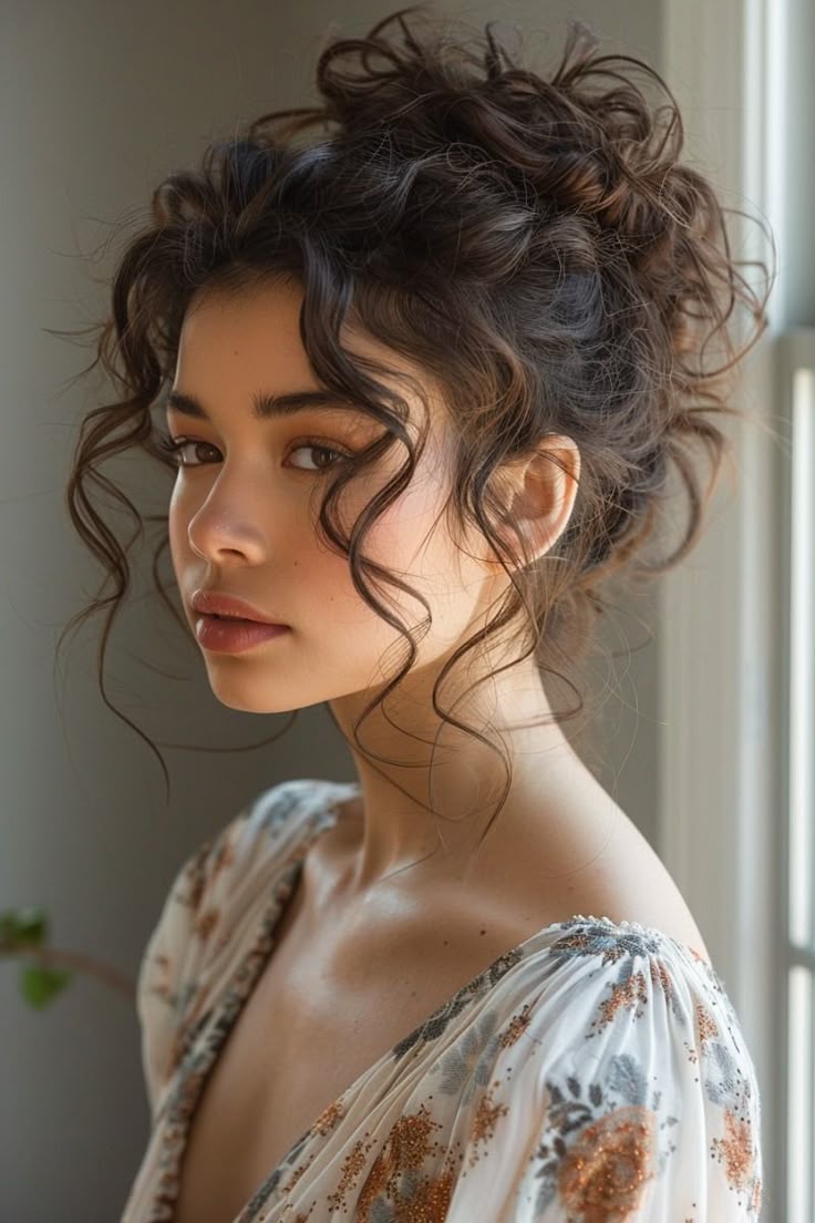 20 Elegant Messy Updos That Are Perfect for Prom, Parties, and Special Events - 16. The Curly Tendril Cloud 1