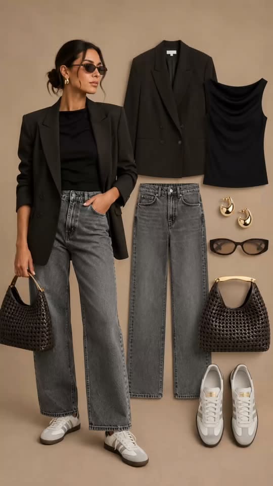 20 Stylish Black Blazer Outfits To Wear Anywhere & Everywhere - 9. A Complete Outfit Laid Out in Neutrals 1