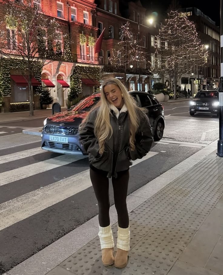 Christmas Market Outfits: 20 Warm, Photo-Ready Looks - 17. Cropped Bomber, Leggings, and Cozy Boots 1