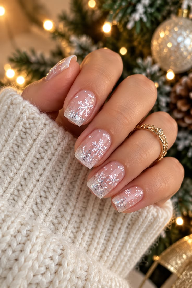 Christmas Nails: 20 Festive Designs That Aren't Tacky - 18. Snowy Glass Nails 1