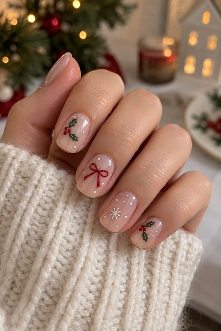 Christmas Nails: 20 Festive Designs That Aren't Tacky - 5. Tiny Holiday Icons 1